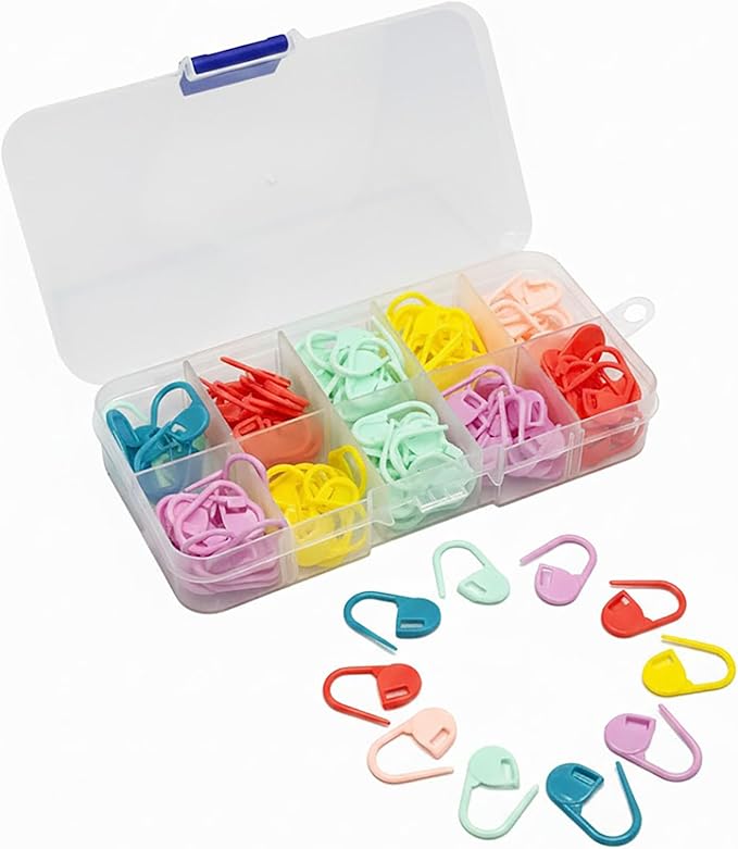 Multicolor Plastic Stitch Markers Set, 150 Pieces Locking Knitting and Crochet Needle Clips, 10 Colors for Counting and Marking Stitches