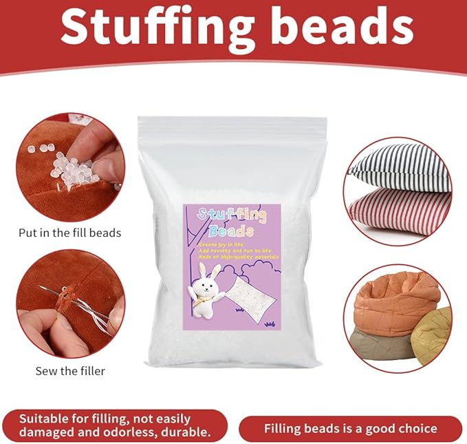 FTEVEN 350g / 12.3oz Stuffing Beads, Premium Plastic Weight Stuffed Beads, Polyethylene Filler Bead, Plastic Transparent Stuffing Bead for Filling Bean Bags, DIY Crafts