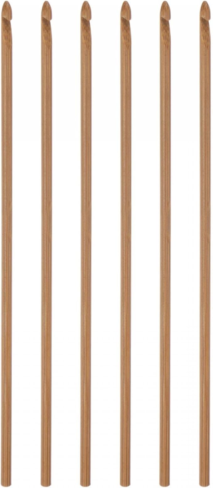 uxcell Wooden Bamboo Crochet Hook 3.5mm US Size E (Size 4) Knitting Needles for DIY Craft Yarn 6Pcs