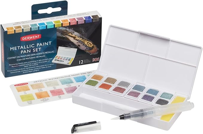 Derwent Metallic Paint 12 Pan Palette