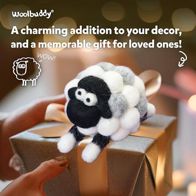 Woolbuddy Needle Felting Kit for Beginners & Adults – DIY Sheep Animal Craft Kit – Complete Starter Set with Wool, Needles & Step-by-Step Instructions