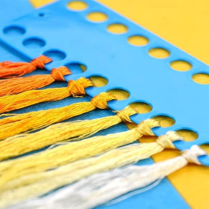 JuxLux 7 Pack Embroidery Floss Organizer Holder Cross Stitch Threads Organizer Card with Thread Wax Thread Conditioner Beeswax Sewing Thread Winding Plate Board for Friendship Bracelet String Rainbow