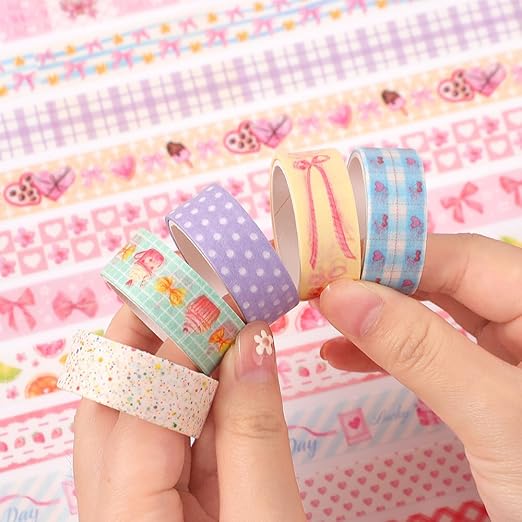 36 Rolls Sweet Pink Theme Washi Tape Set with Different Colorful Patterns, Writable Decorative Tapes for Scrapbooking, Junk Journal Supplies, Bullet Journaling, 0.39'' x 79'' per Roll