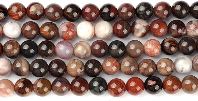 4mm Natural Petrified Wood Gemstone Round Loose Beads Crystal Stone Bracelet Necklace Accessories Crafts for Jewelry Making DIY,1 Strand 15"