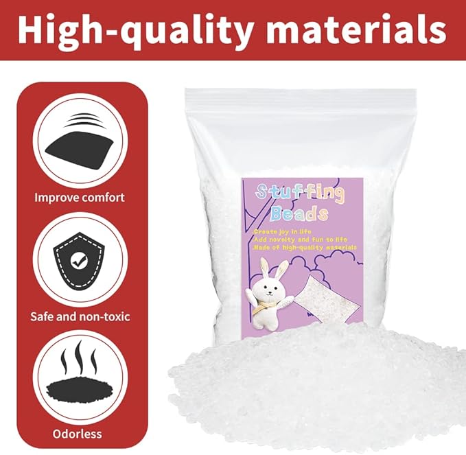 FTEVEN 450g / 15.9oz Stuffing Beads, Premium Plastic Weight Stuffed Beads, Polyethylene Filler Bead, Plastic Transparent Stuffing Bead for Filling Bean Bags, DIY Crafts