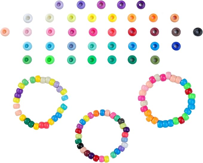 1000pcs Pony Beads, 15 Color Kandi Beads for Bracelets Making Kit, Hair Braids Crafts Jewelry Making Crafts Friendship Necklace Earrings DIY(Solid Color Mixing)