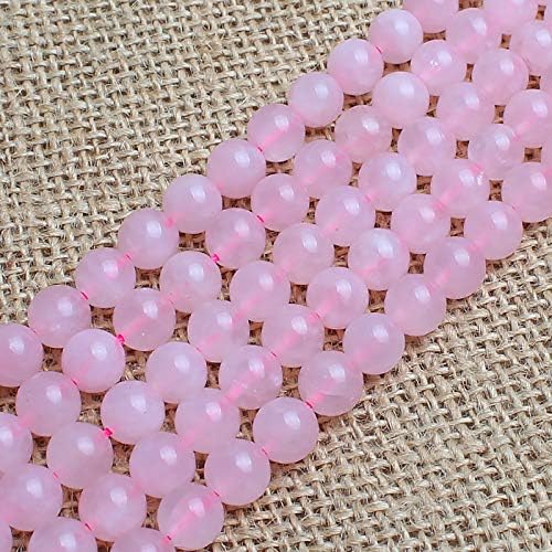 Natural Stone Beads 100pcs 10mm Rose Quartz Round Genuine Real Stone Beading Loose Gemstone Hole Size 1mm DIY Charm Smooth Beads for Bracelet Necklace Earrings Jewelry Making (Pink Rose Quartz, 10mm)