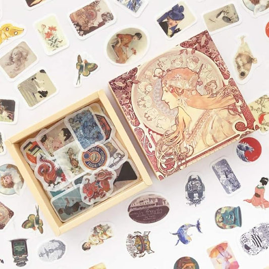 Doraking 200PCS Middle Size Vintage Theme Scrapbook Washi Stickers for Scrapbooking Diary Decoration (Retro Themed)