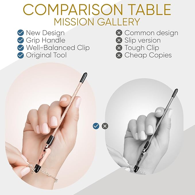 Bracelet Helper Tool - Fastener Helper Tool for Bracelet, Necklace, Jewelry, Watch - Clasp Helper - Portable, Easy-to-Use, Made of Metal, Pale Rose