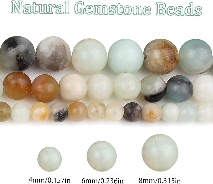 Song Xi 90pcs 4mm Natural Amazonite Stone Beads for Jewelry Making, Gemstones Beads Bracelet for Necklace Earring Keychain, with Jewelry Box and Elastic for Christmas Wedding Birthday Gift
