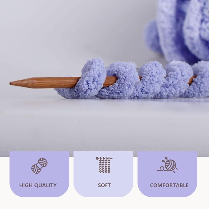 Blue Purple Chunky Chenille Yarn for Crocheting Bulky Thick Fluffy Yarn for Knitting,Super Bulky Hand Blanket, Soft Plush Yarn Crochet Carpet/Scarf/Cushion/ 8 Jumbo Pack(63.76oz/197.68yd