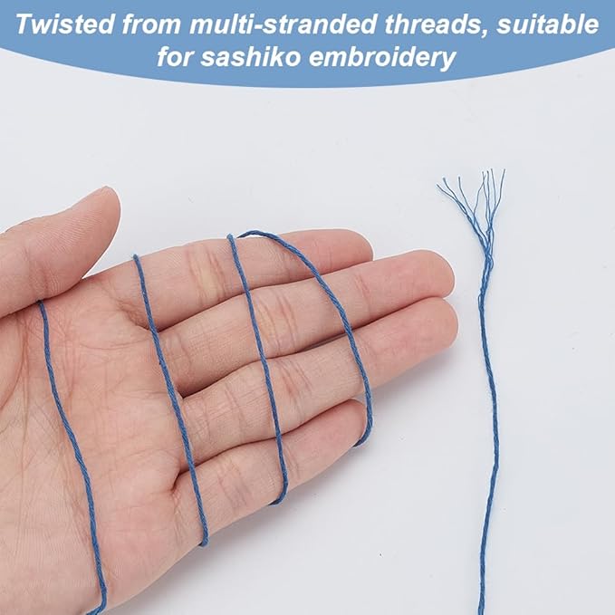 FREEBLOSS 4 Pcs Sashiko Thread 100M x 4 Colors Cotton Embroidery Floss 3 Stranded Blue Embroidery Threads Japanese Quilting & Sewing Thread for Sashiko Kit Supplies