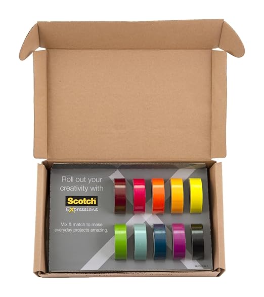 Scotch Washi Tape, 10 Rolls, Great for Use in Bullet Journal, School Supplies, Craft Supplies, and Teacher Appreciation Gifts (C317-10-SIOC)