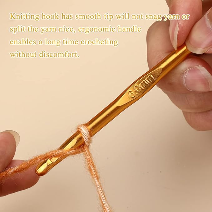 6mm Aluminum Crochet Hook, Smooth Crochet Needles, Knitting Needles for Yarn Craft, Great Handmade DIY Present for Friends, Random Color