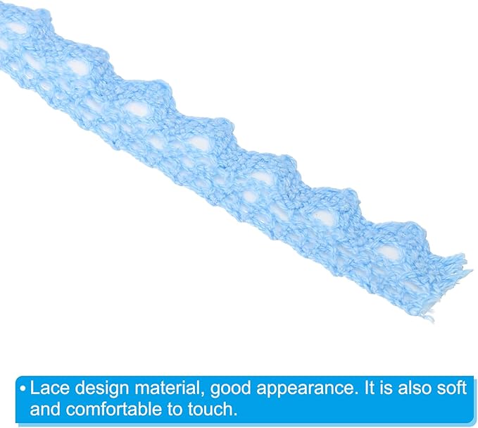 PATIKIL Lace Ribbon Self-Adhesive Lace Tape, 2 Rolls Cotton Masking Sticker for Detailing Accent Wall Decor Art, Sky Blue