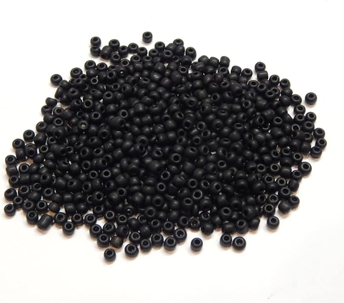 Perlin Glass Seed Beads 4mm 6/0 Round 1100pcs Mini Small Pony Spacer Beads Kit for Jewelry Making Earrings Bracelets Pendants Waist DIY Handmade (Black Frosted)
