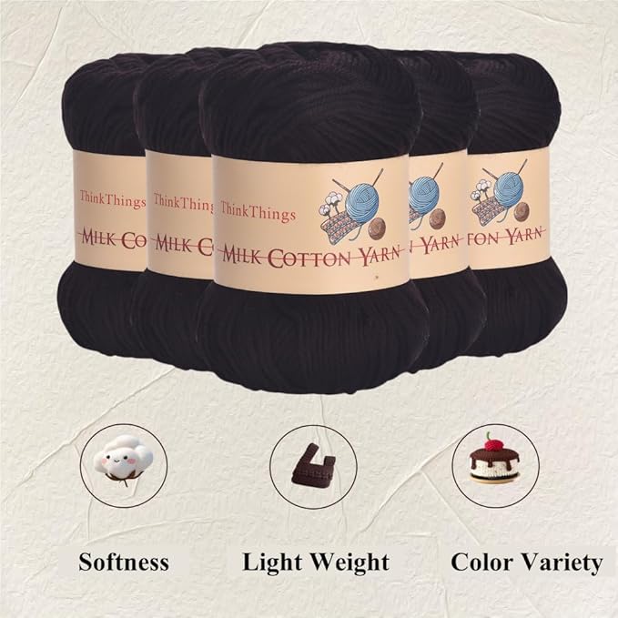 Acrylic Coffee Yarn for Crocheting - Brown Hand Knitting Thread - Coffee Weaving DIY Bulk Yarns - 10Balls 17.6 Ounces Large for Beginners