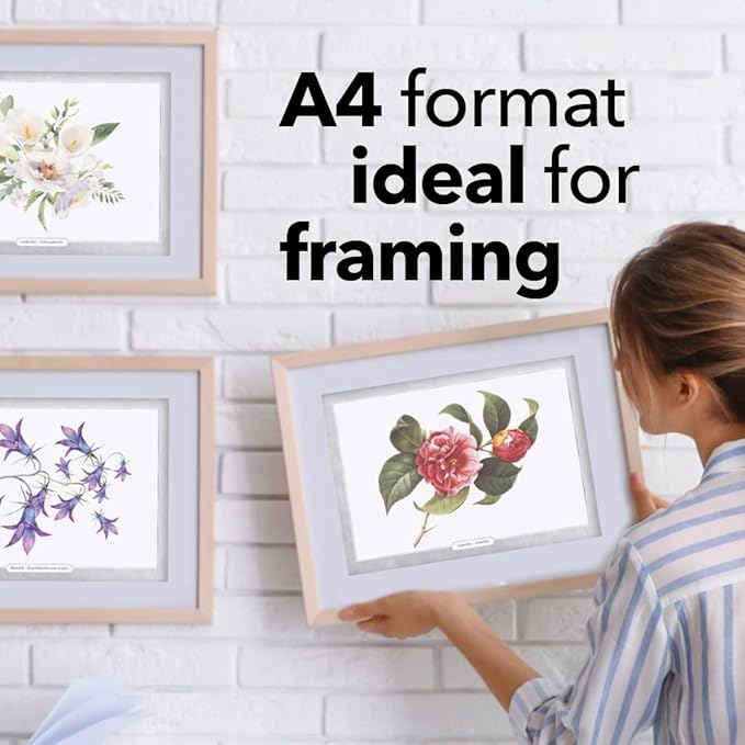Castle Arts Flowers Colouring Book | 36 Mindfulness-Inspiring Blooms Curated by in-House Artists with Colour Reference Guide | No Show-Thru Artist Grade Paper | Frameable Landscape A4 Size