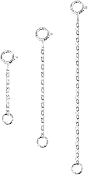3 Pcs 925 Sterling Silver Necklace Extenders for Women Durable Strong Removable Necklace Bracelet Anklet Extension Jewelry Making Chains