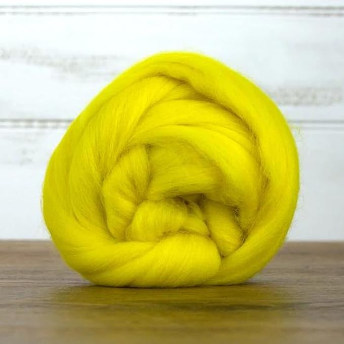 Revolution Fibers Merino Wool Roving | Premium Combed Wool Top | 22 Micron, Perfect for Felting Projects, Spinning, Wall Hangings and Tapestry (Jonquil)