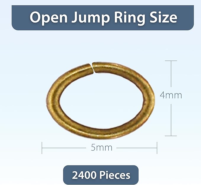 Mandala Crafts 5x4mm Antique Brass Oval Jump Rings - 2400 Pcs Oval Open Jump Rings Kit for Jewelry Making & Crafting