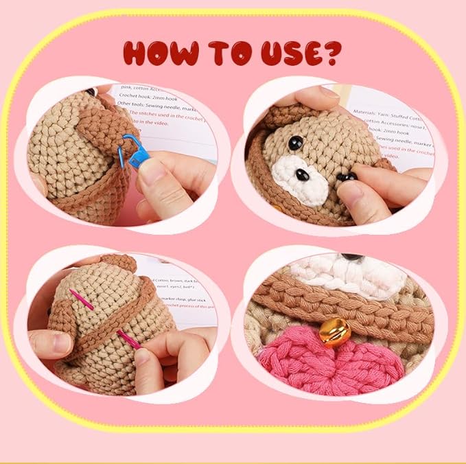 SwiftGo Crochet Kit for Beginners, Dog Crochet Animal Kits with Step-by-Step Video Tutorials, Beginner Amigurumi Crochet Starter Kit for Adults Kids, Holiday Birthday Gift