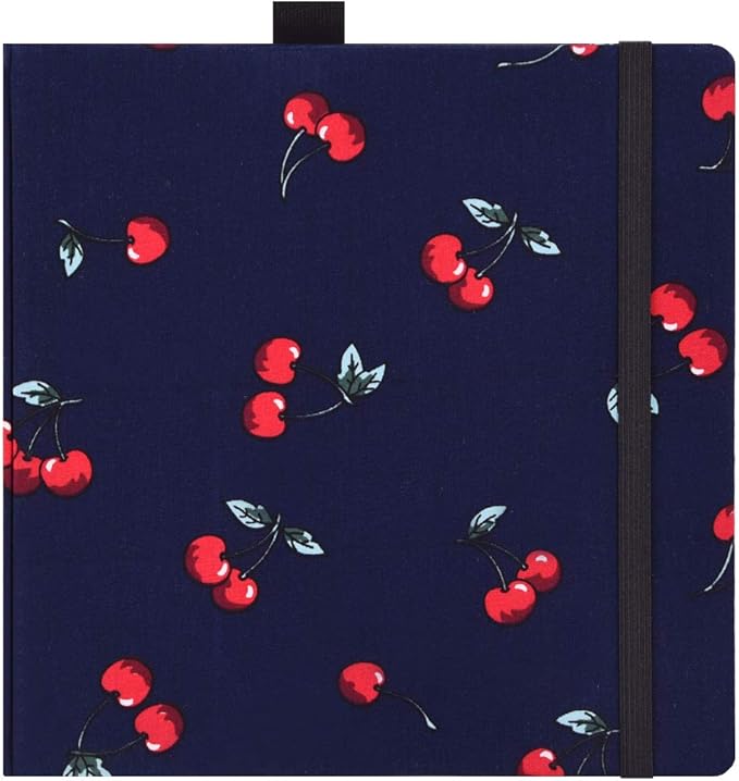 Mifuner Square 8.2x 8.2 165gsm Colored pencil paint Journal Hardbound 128pgs（64 Sheets Front Back Cold Pressed） Travel for Colored Pencil Sketch Doodles Handmade Cloth Cover Notebook Cherry