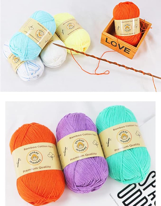 10-Pack of Yonkey Monkey 500 Grams Yarn - 70% Rayon derived from Bamboo, 30% Cotton - Imported - Cyan 9062