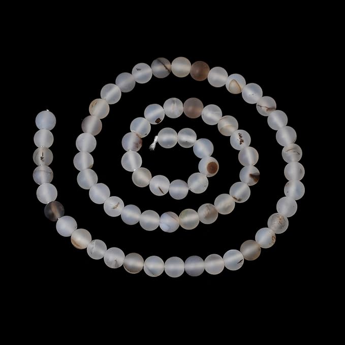 60PCS 6mm Natural Frosted Moss Grass Agate Gemstone Round Loose Beads for Jewelry Making 1 Strand 15"