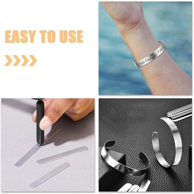 Operitacx 10pcs Stainless Steel Bracelet Blanks Core for Diy Leather Bracelet Making Silver Charm Spacers