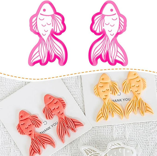 Xaekicr Goldfish Polymer Clay Cutters for Earrings – 2PCS Clay Earring Cutters, DIY Clay Tools for Polymer Clay Molds and Jewelry Making