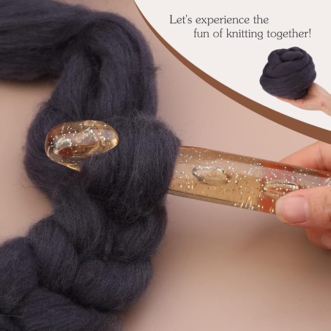 3.53oz Wool Roving, Wool Felting Supplies, Pure Wools, Chunky Yarn, Spinning Wool Roving for Needle Felting Wet Felting DIY Hand Spinning (Dark Brown)