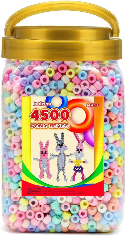 iooleem pony beads(4500pcs candy macaroon pony beads), beads for bracelets making, crafts, beading supplies, friendship bracelets making.