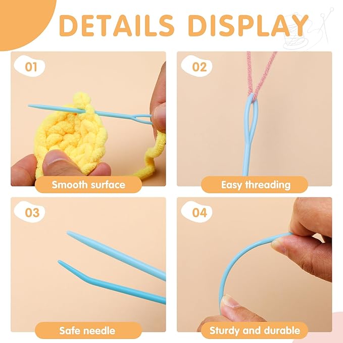 UOOU 67 PCS Plastic Needles, 5 Sizes Yarn Needles, Darning Needles for Yarn, Yarn Needles Large Eye for Crochet, Crochet Needles for Knitting, Weaving and Sewing
