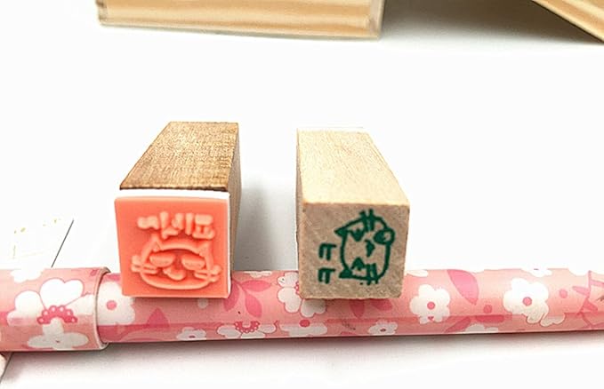 Diary Stamp Set,Wooden Rubber Signet for Children DIY Scrapbooking Card Making(25pcs,Happy Life)