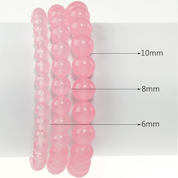 6mm Natural Rose Chalcedony Round Bead - 60PCS Bulk Gemstone Beads for Jewelry Making, DIY Bracelets, Necklaces - Includes Crystal Stretch Cord - Stone Beads for Crafting Gifts
