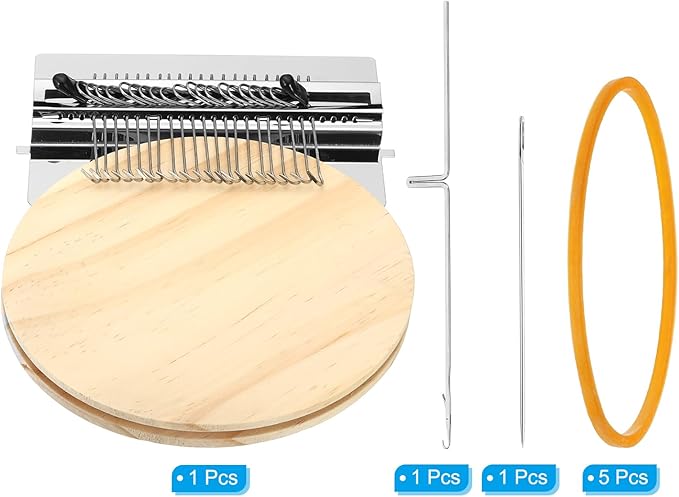 PATIKIL 21 Hooks Mini Weaving Machines Kit, Metal Quickly Small Darning Weave Tool with Accessories for Mending Knitting Stitching Clothes DIY, Style 1
