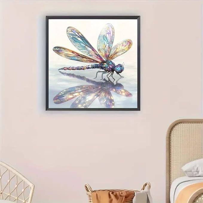 GEMFAMILY Dragonfly Diamond Art Kits for Adults,Funny Insects 5D Diamond Painting Kits for Beginner,DIY Round Full Drill Diamond Dots with Gem Art Kits Home Wall Decor 13.8 x 13.8 inch