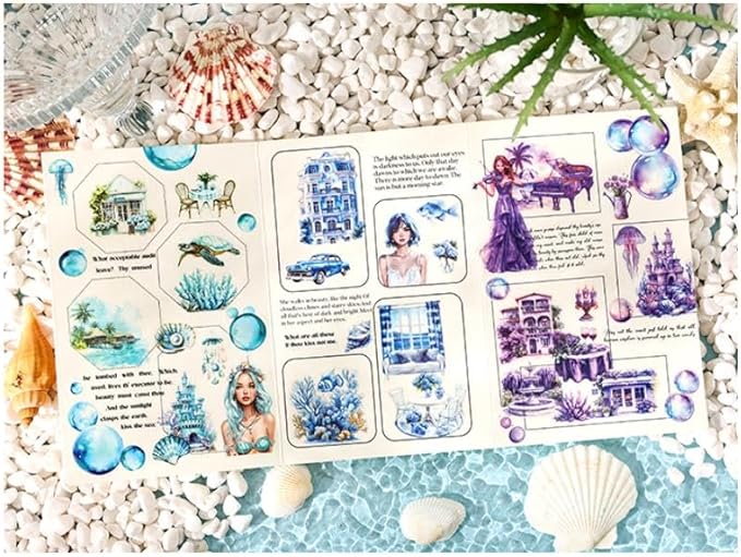428Pcs Summer Scrapbook Stickers for Scrapbooking Supplies, 100 Sheets Transparent PET Scenery Journal Stickers for Journaling, Junk Journal, Scrap Book, Card Making, Collage, DIY Crafts Arts