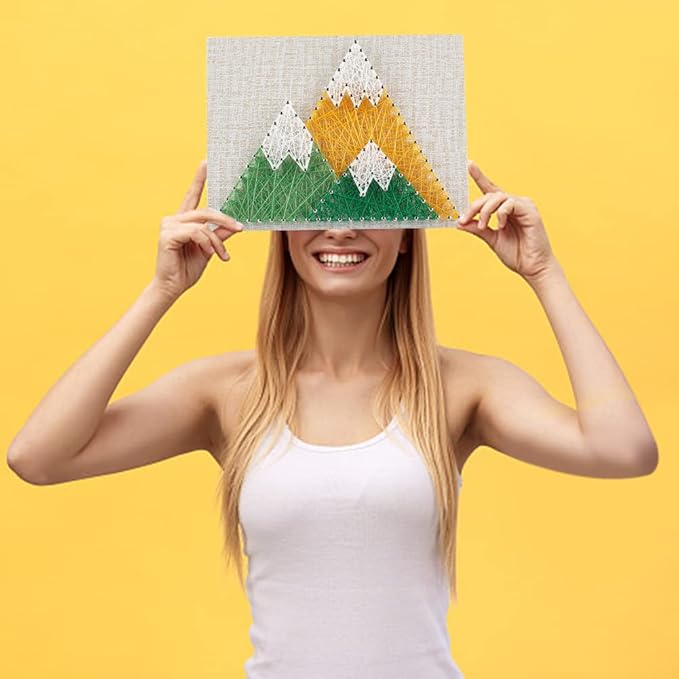 WEBEEDY 3D String Art Kit for Adults Beginners, DIY Mountain String Craft Kit, Include All Necessary Accessories and Frame, Christmas Home Wall Decorations Unique Gift