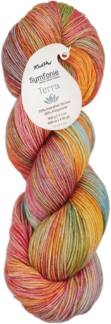KnitPro Symfonie Fingering Weight Hand Dyed Variegated Yarn Skein | Extra Fine Merino Wool & Polyamide Blend for Knitting & Crocheting, Oeko-TEX Certified 400m, 100g | Terra Mystic Lagoon