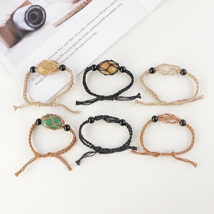 24pcs Adjustable Empty Necklace Holder Crystal Stone Necklace Pendant Necklace Cord Hand Woven Necklace Ropes for Jewelry Making
