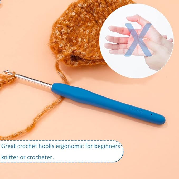 Crochet Hook, 4.0 mm Ergonomic Crochet Hook, Crochet Needles for Arthritic Hands, Knitting Needles with Soft Handle Beginners and Experienced Hobbyists (4.0 mm)