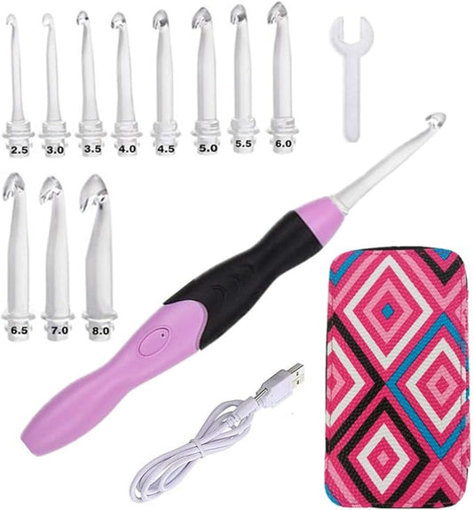 Yarniss Lighted Crochet Hooks Set - 11 Sizes Light Up Crochet Hooks with Case,Rechargeable Crochet Hook with Light,2.5mm to 8mm