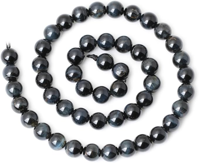 cheavian 45pcs 8mm natural blue tiger eye gemstone round loose beads for jewelry making diy findings 1 strand 15"