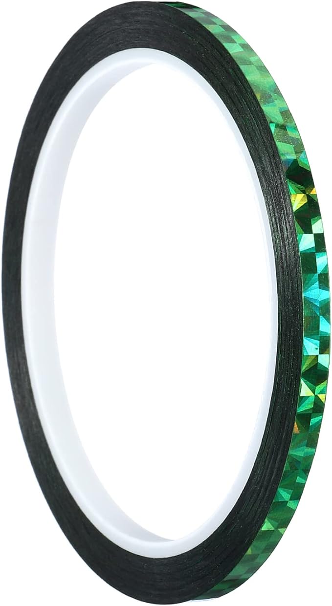 PATIKIL Prism Tape 0.2 Inch x 55 Yards, Holographic Metalized Reflective Adhesive for Detailing Accent Wall Decor Art, Green