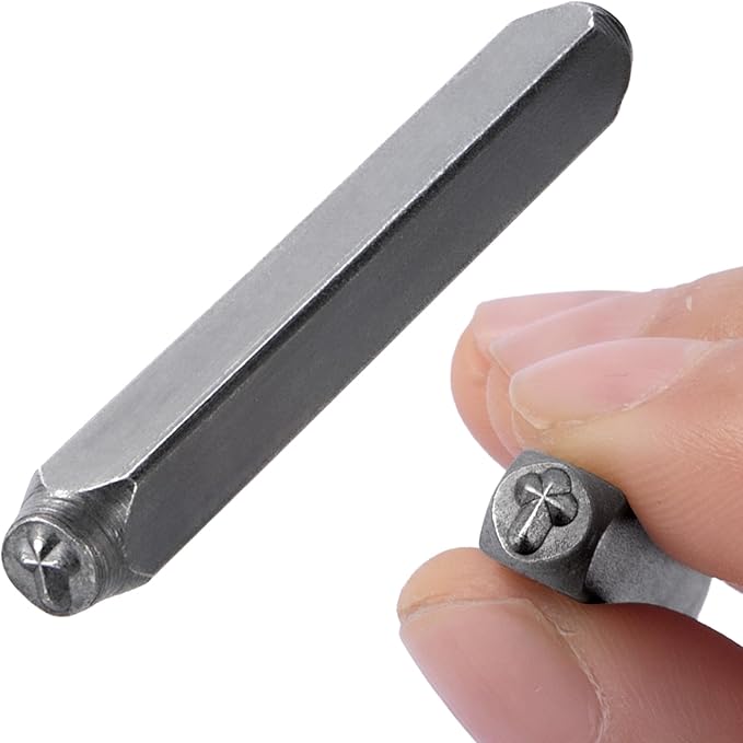 Alpinleux Cross Metal Punch Stamp, Key Stamping Kit, Metal Stamping Tools for Key, Crafts, Jewelry Making, Stamping Punching (1Pcs, 3mm)