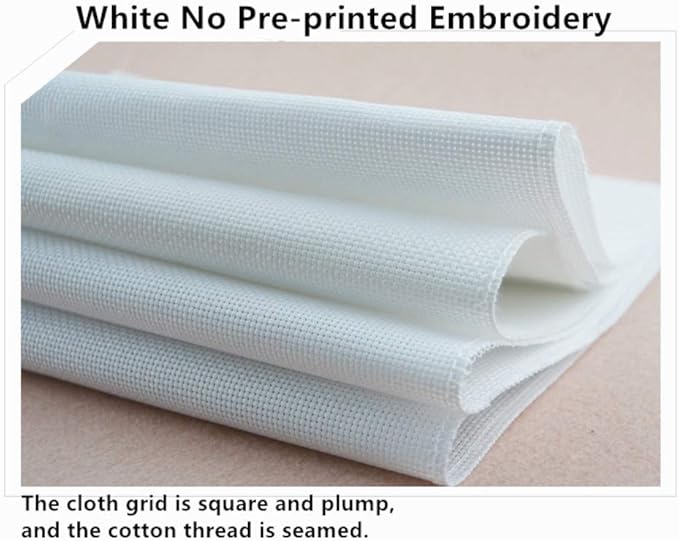 CaptainCrafts Cross Stitch Kits, New Counted Kit Unprinted 14CT Fabric Cross Stitching DIY Art DMC Needlecrafts Embroidery Kit for Adults Beginner (White, Monstera deliciosa)
