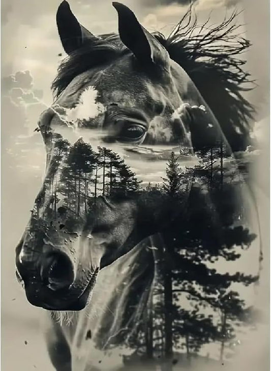horse forest stamped cross stitch kits for beginner, diy needlepoint counted cross stitch embroidery kits for adults 11ct dimensions counted cross stitch patterns arts craft kits