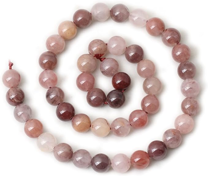 cheavian 45pcs 8mm natural pruple berry quartzite crystal round loose beads for jewelry making 1 strand 15"